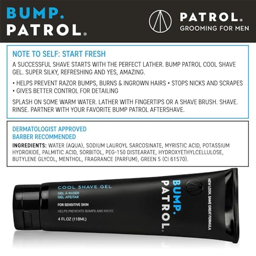 Bump Patrol Cool Shave Gel - Sensitive Clear Shaving Gel With Menthol Prevents Razor Burn, Bumps, Ingrown Hair - 4 Ounces 3 Pack - Image 2