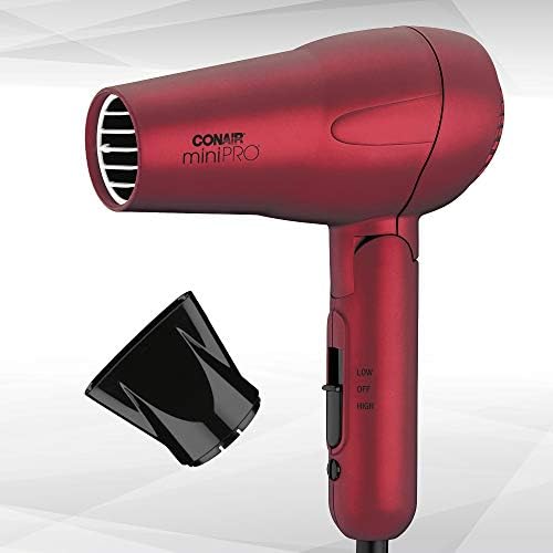 Conair miniPRO Tourmaline Ceramic Travel Hair Dryer with Folding Handle, Red - Image 2