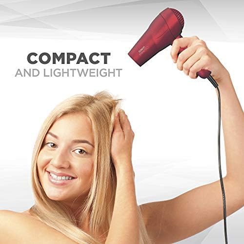 Conair miniPRO Tourmaline Ceramic Travel Hair Dryer with Folding Handle, Red - Image 6