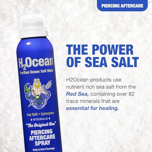 H2Ocean Piercing Aftercare Spray, Saline Spray for Piercings Cleaning Solution, with Sea Salt Nipple, Ear, Nose, Lip, Belly Piercings Cleaning Spray with Sea Salt & Bump Treatment, Set of 2 - Image 5