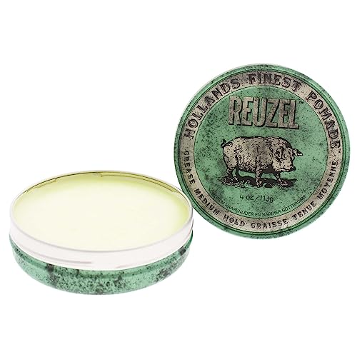 REUZEL Green Grease Pomade, Medium All Day Hold, Oil-Based Styling Wax, Medium Shine and Flake Free, Easy To Wash Out, For All Hairstyles - Image 6