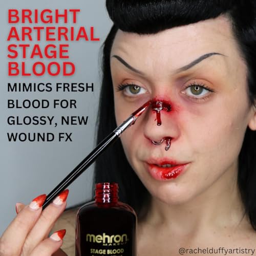 Mehron Makeup Stage Blood | Realistic Fake Blood For Halloween | Stage Blood Makeup| Washable Fake Blood for Special FX, Stage & Screen, Halloween, & Cosplay (16 oz) (Bright Arterial) - Image 4