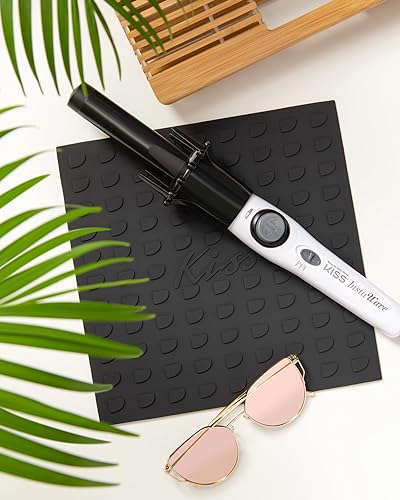 KISS Instawave Deluxe Automatic Rotating Curling Iron, Patented Automotic Spinner, 2-Way Rotation, 1” Ceramic Ionic Wand, Dual Heat Settings, 420° Max Temperature, Black & White - Image 10
