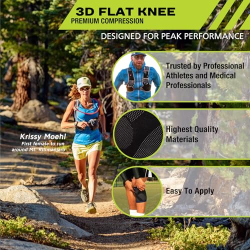 Pro-Tec Athletics 3D Flat Knee Support, Advanced Flat Knit Technology for Custom Fit, Breathable Multi-Directional Stretch Fabric, Non-Slip Gel for Enhanced Stability, Full Motion, Large, Blue/Black - Image 2