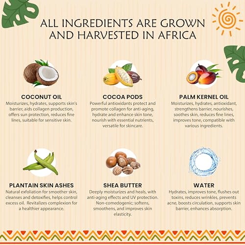 Raw African Black Soap 1 lb. Bar From Ghana 100% Pure Natural Acne Treatment, Aids Eczema & Psoriasis Therapy, Dry Skin, Scar Removal, Pimples and Blackhead, Face Scrub & Body Wash - Image 5