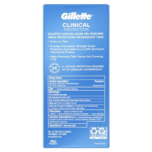 Gillette Clinical Antiperspirant and Deodorant for Men, 72hr Sweat & Odor Protection, Long Lasting Freshness, Anti-White Mark Technology, Clear Gel, Cool Wave Scent, 2.6 oz - Image 7