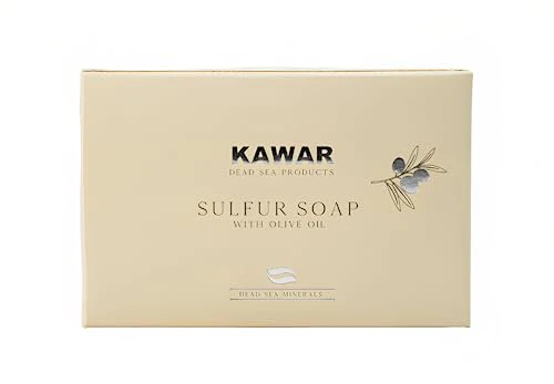 KAWAR Dead Sea Sulfur Soap with Olive Oil, Relief Skin Conditions Such as Acne, Psoriasis, Eczema & Blackheads, for Oily to Normal Skin, Vegan Soap Bar for Men & Women, 4.2 oz - Image 2