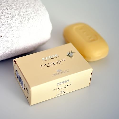 KAWAR Dead Sea Sulfur Soap with Olive Oil, Relief Skin Conditions Such as Acne, Psoriasis, Eczema & Blackheads, for Oily to Normal Skin, Vegan Soap Bar for Men & Women, 4.2 oz - Image 5