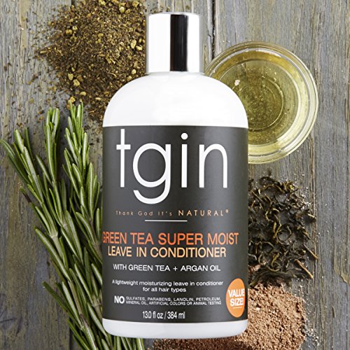 tgin Green Tea Super Moist Leave in Conditioner for Curly, Coily and Wavy Hair, with Argan Oil, Shea Butter and Green Tea, Moisturizes and Nourishes Dry Hair, 13 oz - Image 2