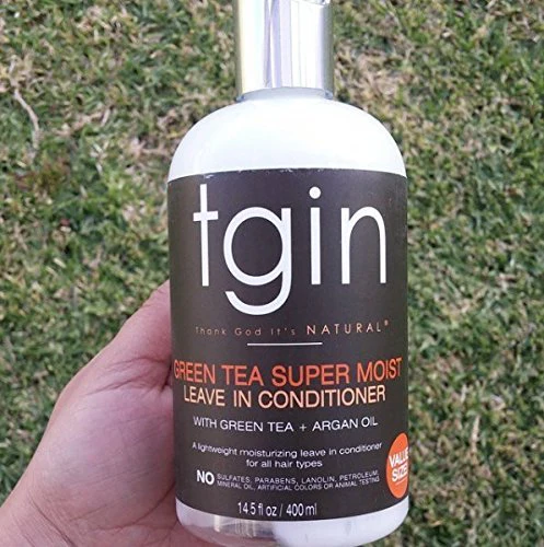 tgin Green Tea Super Moist Leave in Conditioner for Curly, Coily and Wavy Hair, with Argan Oil, Shea Butter and Green Tea, Moisturizes and Nourishes Dry Hair, 13 oz - Image 4