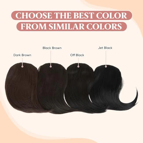 SARLA Black Brown Side Bangs Clip in Synthetic Hair Pieces Straight Bangs Extension for Women - Image 3