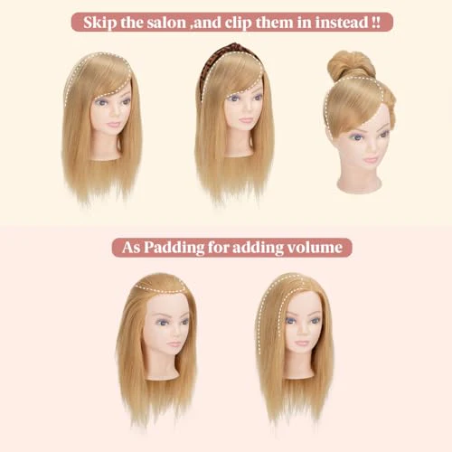 SARLA Black Brown Side Bangs Clip in Synthetic Hair Pieces Straight Bangs Extension for Women - Image 6