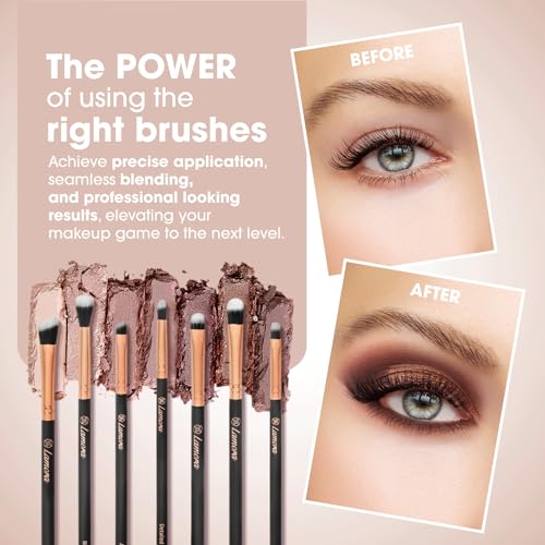 Eye Makeup Brushes Eyeshadow Brush Set - 7pcs Soft Synthetic Eyeshadow Blending Brush Kit - For Blending Eyeshadow, Eyeliner, Crease, Eyebrow - Long Lasting, Apply Better, Flawless Look Makeup - Image 2