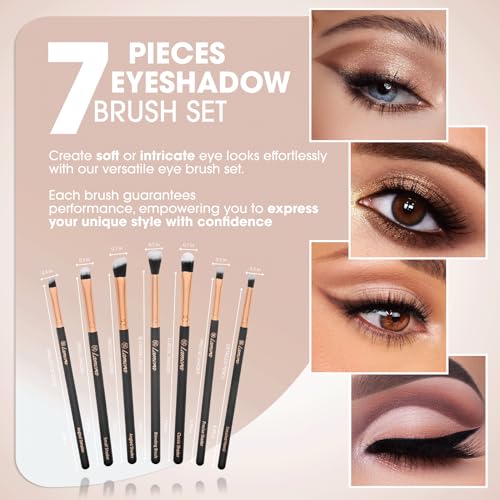 Eye Makeup Brushes Eyeshadow Brush Set - 7pcs Soft Synthetic Eyeshadow Blending Brush Kit - For Blending Eyeshadow, Eyeliner, Crease, Eyebrow - Long Lasting, Apply Better, Flawless Look Makeup - Image 3