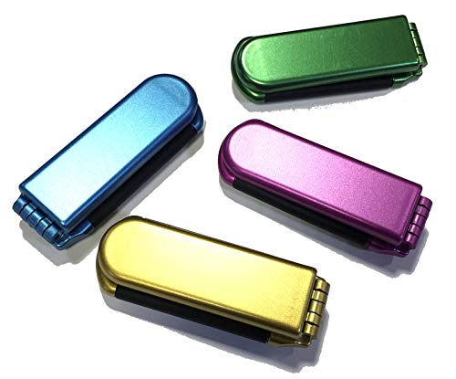 4 Assorted Colors ALAZCO Folding Hair Brush With Mirror Compact Pocket Size Travel Car Gym Bag Purse Locker Swimming Camping Sleepover Gift and more - Image 2