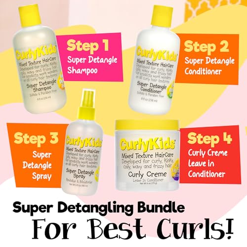 CurlyKids Textured Hair Care Set with Hair Detangler Spray, Kids Shampoo, Conditioner & Creme for Curly, Frizzy, & Wavy Hair | Sulfate & Paraben-Free Formula to Detangle, Hydrate, and Revitalize Curls - Image 9