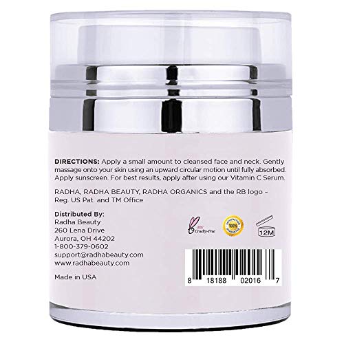 Radha Beauty Moisturizing Miracle Retinol Cream for Face - with 2.5% Retinol, Hyaluronic Acid, Vitamin E and Green Tea. Luxury Night and Day Anti-Aging Wrinkle Cream 1.7 fl oz. - Image 4