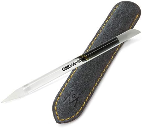 GERMANIKURE Clear Glass Cuticle Stick in Leather Sleeve - Ethically Made in Czech Republic - Cuticle Pusher & Remover, Callous & Dry Skin Fingertip File, Nail Shaper - Image 4