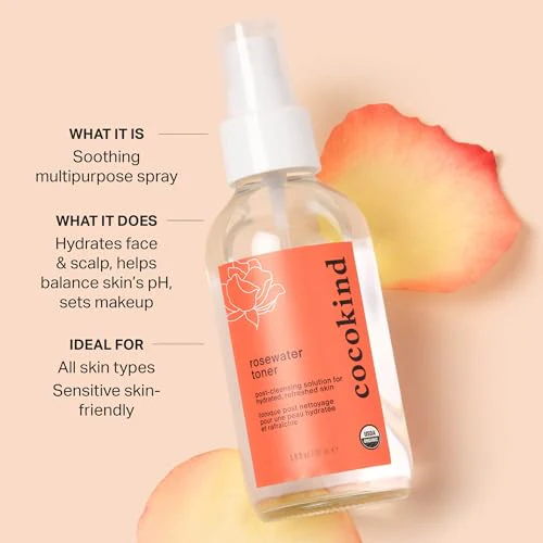 Rosewater Facial Toner by Cocokind, Multipurpose Spray to Set Makeup, Double Cleanse, and Balance Skins pH, Made with Rose Hydrosol, 4 Fl Oz - Image 2