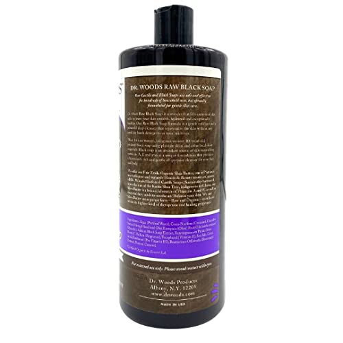 Dr. Woods Raw African Liquid Black Soap - Body Wash for Men and Women, Contains Organic Shea Butter, Gentle Exfoliant, Natural Cleanser for Face, Hands, and Body - 32 Fl Oz, Pack of 2 - Image 2