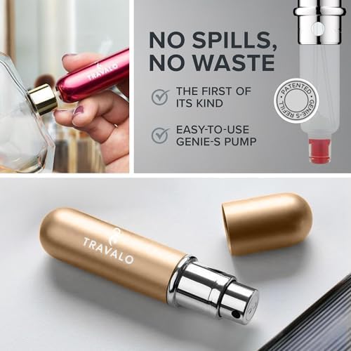Travalo Classic HD Perfume Atomizer - Elegant Design for Valentine’s Day - Reusable, Airtight, Easy Fill Mini Pump Sprayer with Volume Window - Gold - Image 3