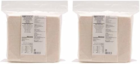 MUJI Makeup Facial Soft Cut Cotton Unbleached 60x50 mm 180pcs x 2 Packs (Total 360 Sheets) Value Set