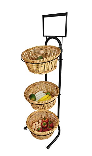 FixtureDisplays® 3 Tiers Wicker Market Basket Fruit Vegetable Bakery Goods Display Stand Pantry Kitchen Organizer 31042 - Image 2
