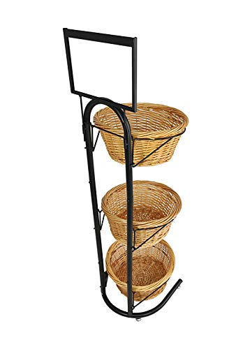 FixtureDisplays® 3 Tiers Wicker Market Basket Fruit Vegetable Bakery Goods Display Stand Pantry Kitchen Organizer 31042 - Image 4