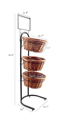 FixtureDisplays® 3 Tiers Wicker Market Basket Fruit Vegetable Bakery Goods Display Stand Pantry Kitchen Organizer 31042 - Image 5