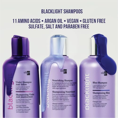 OLIGO PROFESSIONNEL - Blacklight Blue Shampoo - Sulfate-Free Blue Shampoo for Blonde and Color Hair - Revive Treated Hair - Refreshes Faded Highlights - 11 Amino Acids and Moisturizing Formula - 8.5oz - Image 4