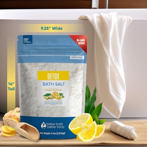 Detox Bath Salt 128 Ounces Epsom Salt with Natural Ginger and Lemon Essential Oils Plus Vitamin C in BPA Free Pouch with Easy Press-Lock Seal - Image 5