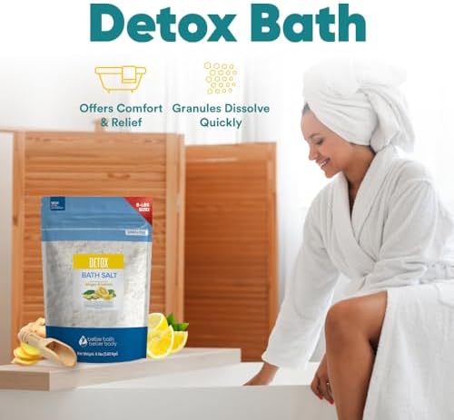 Detox Bath Salt 128 Ounces Epsom Salt with Natural Ginger and Lemon Essential Oils Plus Vitamin C in BPA Free Pouch with Easy Press-Lock Seal - Image 6
