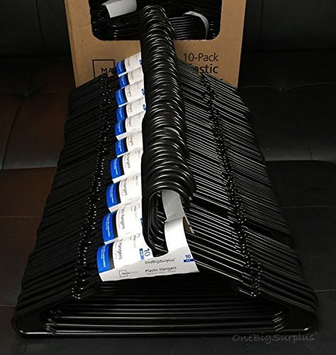 Lot 100 Mainstays Plastic Tubular Slotted Black Adult Clothing Clothes Hangers - Image 2