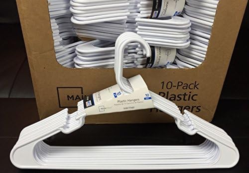 Lot 100 Mainstays Plastic Tubular Slotted White Adult Clothing Clothes Hangers - Image 2