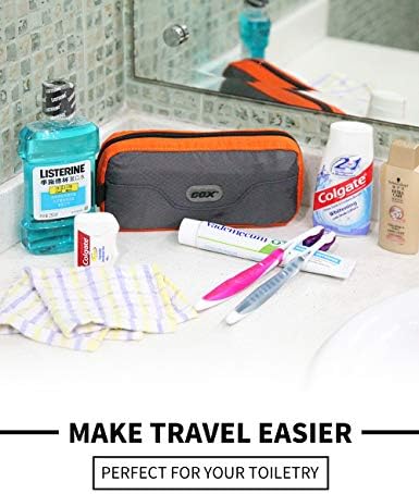 GOX Travel Toiletry Bag Dopp Kit Case for Men Multifunction Packing Organizer Pouch(Orange/Grey) - Image 2