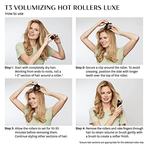 T3 - Volumizing Hot Rollers LUXE | Premium Hair Curler Set for Long Lasting Volume, Body & Shine | Set of 8-4 XL (1.75") & 4 Large (1.5”) - Image 3