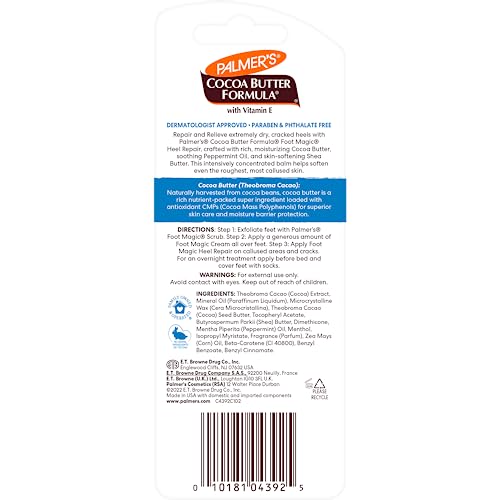 Palmer's Cocoa Butter Formula Heel Repair, Foot Balm Stick for Cracked Heels & Feet, No-Mess Stick Applicator, 0.9 Ounce - Image 3