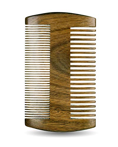 Sandalwood Handmade Beard Comb for Men - Premium Wooden Comb - Pocket Wood Comb in PU Leather Case - Image 3