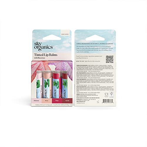 Sky Organics Tinted Lip Balms with Beeswax and a Rich Nourishing Blend of Plant Oils, Moisturizing Lip Balm to Lock In Moisture and Add A Sheer Wash Of Color & Shine , Four Assorted Flavors, 4pk. - Image 9