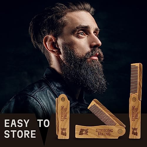 Striking Viking Folding Wooden Comb for Men - Sandalwood Switchblade Beard Comb for Grooming and Styling - Use Dry or With Oils & Balms - Image 5