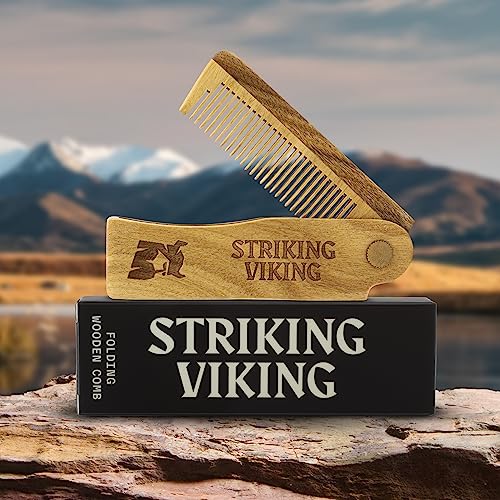 Striking Viking Folding Wooden Comb for Men - Sandalwood Switchblade Beard Comb for Grooming and Styling - Use Dry or With Oils & Balms - Image 8
