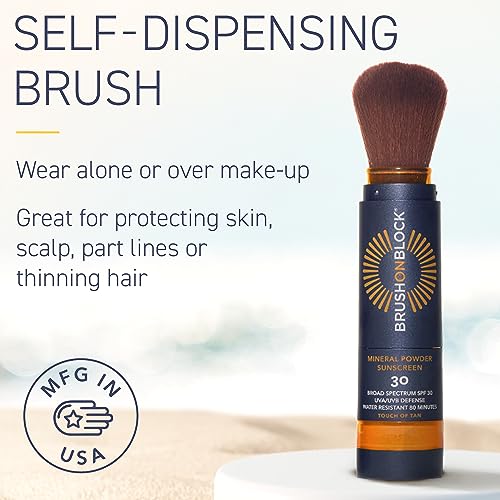 Brush On Block SPF 30 Mineral Powder Sunscreen, Touch of Tan, Refillable, Broad Spectrum, Water Resistant Face Protection, For All Skin Types, Subtle Hint of Color, Reef Friendly, Mfg in USA - Image 3