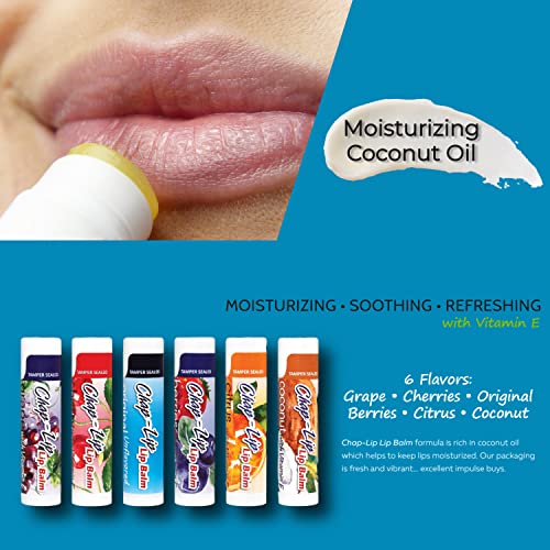 Vitamin E Lip Balm with Coconut Oil - Lip Moisturizer Treatment - Soothing, & Refreshing, Total Hydration Treatment & Lip Therapy - Assortment of 6 Refreshing Flavors, 60 Count - Image 5