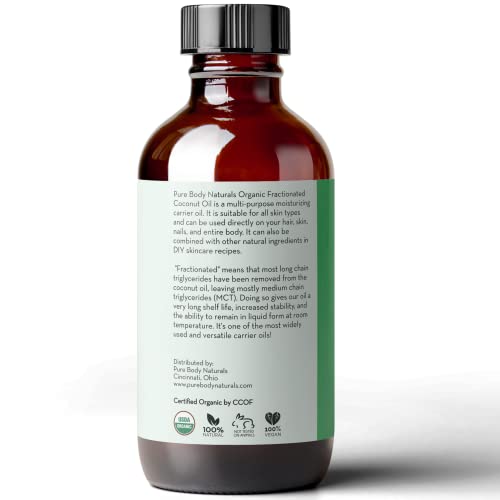 Pure Body Naturals Organic Fractionated Coconut Oil for Skin and Hair, 4 fl oz - Liquid Carrier Oil for Diluting Essential Oils, Hair Growth & Skin Moisturizer - Image 7