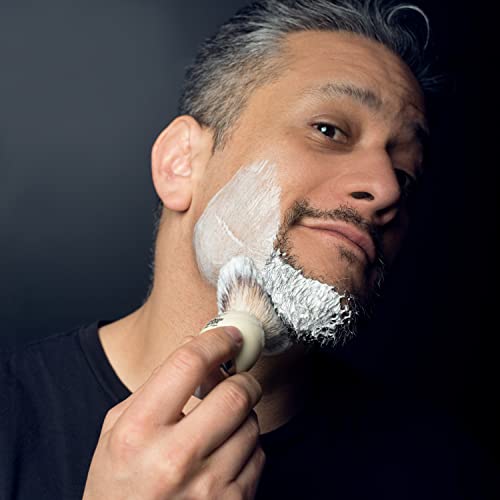 Luxury Shaving Brush for Men by VIKINGS BLADE, Ultra Heavy Acrylic & 316L Steel Handle, Super Strong Knot Backbone, Minimal Shedding, Fast Lather, Extremely Smooth & Plush on Skin (White Knight) - Image 5