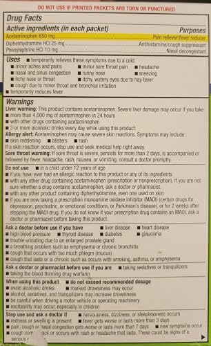 Equate Daytime Severe Cold Multi-Symptom, Green Tea Honey Lemon, 6 Little Packets - Image 2