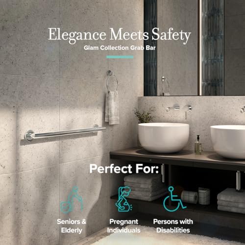 Gatco 964 Glam 24" Grab Bar, Chrome/ADA Compliant Safety Grab Bar for Bathroom - Image 4