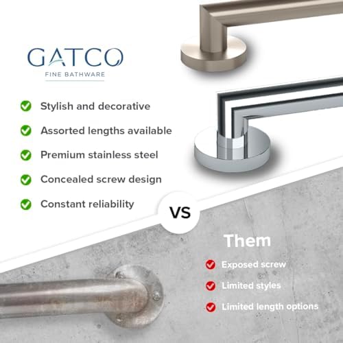 Gatco 964 Glam 24" Grab Bar, Chrome/ADA Compliant Safety Grab Bar for Bathroom - Image 6