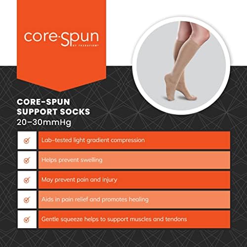 Core-Spun 20-30mmHg Moderate Graduated Compression Support Knee High Socks - Image 3