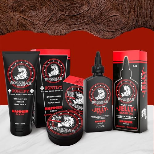 Bossman Essentials Beard Kit - Made in USA - Jelly Beard Oil - Conditioner - Beard Balm - Natural Ingredients (Hammer Scent) - Image 4
